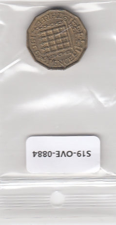 S19-OVE-0884 UK 3 Pence 1958   KM900 VF