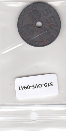 S19-OVE-0941 Belgium 25 Centimes 1944  KM132 VF Belgie-Belgique