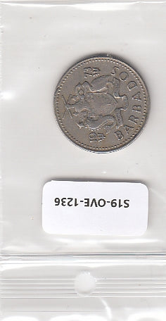 S19-OVE-1236 Barbados 25 Cents 1973  KM13 XF