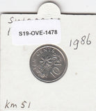 S19-OVE-1478 Singapore 10 Cents 1986  KM51 UNC