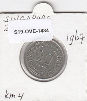 S19-OVE-1484 Singapore 20 Cents 1967  KM4 VF+
