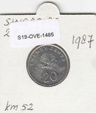 S19-OVE-1485 Singapore 20 Cents 1987  KM52 VF