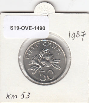 S19-OVE-1490 Singapore 50 Cents 1987  KM53 UNC