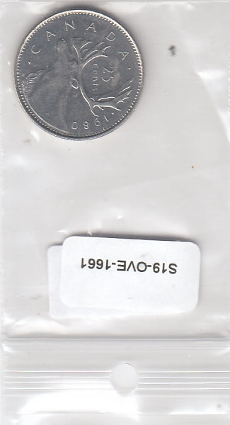 S19-OVE-1661 Canada 25 Cents 1980  KM74 VF/XF