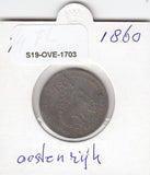 S19-OVE-1703 Austria 1/4 FL 1860 B KM2214 FI/VF Zilver RARE!