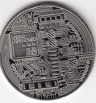 S19-PEN-0168 Token Bitcoin Gekleurd Zilver      Cryptocurrency