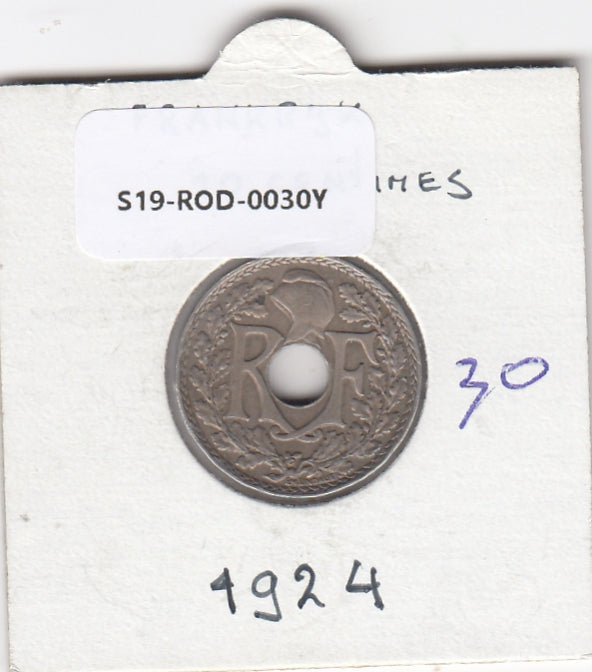S19-ROD-0030Y Frankrijk 10 centimes 1924 hoorn des overvloeds KM866a zg
