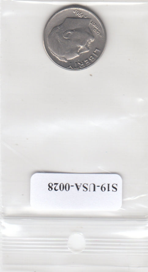 S19-USA-0028 Verenigde Staten 1 dime 1967  KM# 195a VF Roosevelt Dime