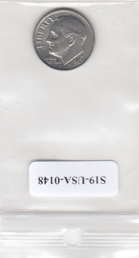 S19-USA-0148 Verenigde Staten 1 dime 1987 P KM# 195a VF Roosevelt Dime
