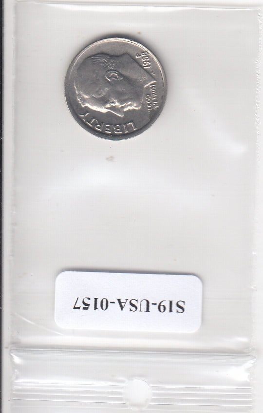 S19-USA-0157 Verenigde Staten 1 dime 1988 P KM# 195a VF Roosevelt Dime