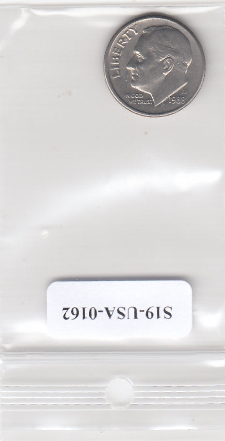 S19-USA-0162 Verenigde Staten 1 dime 1988 D KM# 195a VF Roosevelt Dime