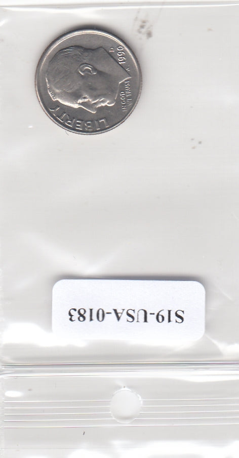 S19-USA-0183 United States 1 dime 1990 D KM# 195a XF Roosevelt Dime
