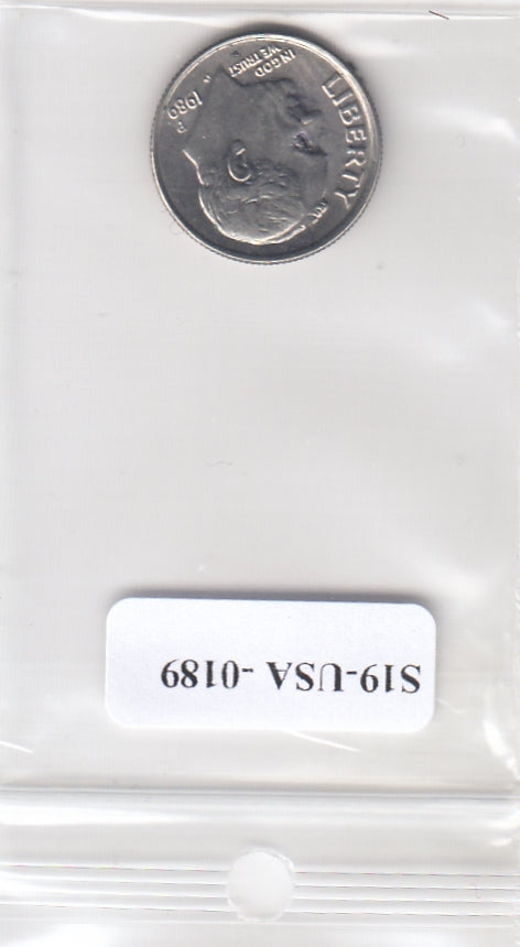 S19-USA-0189 Verenigde Staten 1 dime 1989 P KM# 195a XF Roosevelt Dime
