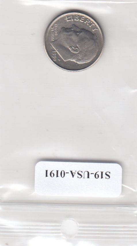 S19-USA-0191 Verenigde Staten 1 dime 1990 P KM# 195a VF Roosevelt Dime