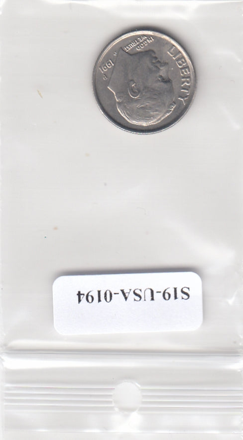 S19-USA-0194 United States 1 dime 1991 P KM# 195a VF Roosevelt Dime