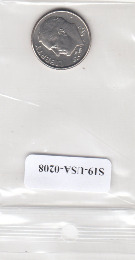 S19-USA-0208 Verenigde Staten 1 dime 1993 D KM# 195a XF Roosevelt Dime