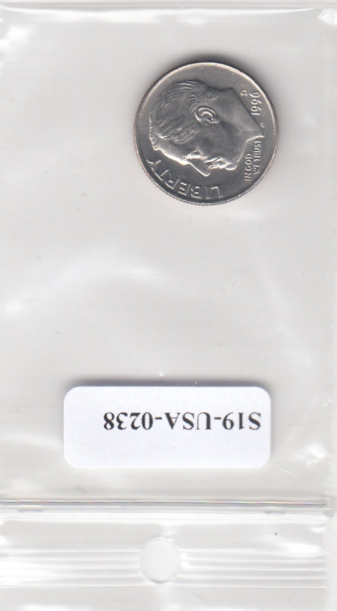 S19-USA-0238 Verenigde Staten 1 dime 1996 D KM# 195a UNC Roosevelt Dime