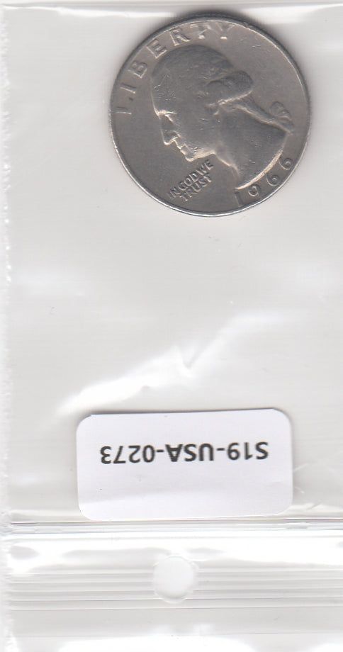 S19-USA-0273 Verenigde Staten ¼ dollar 1966  KM# 164a VF Washington Quarter