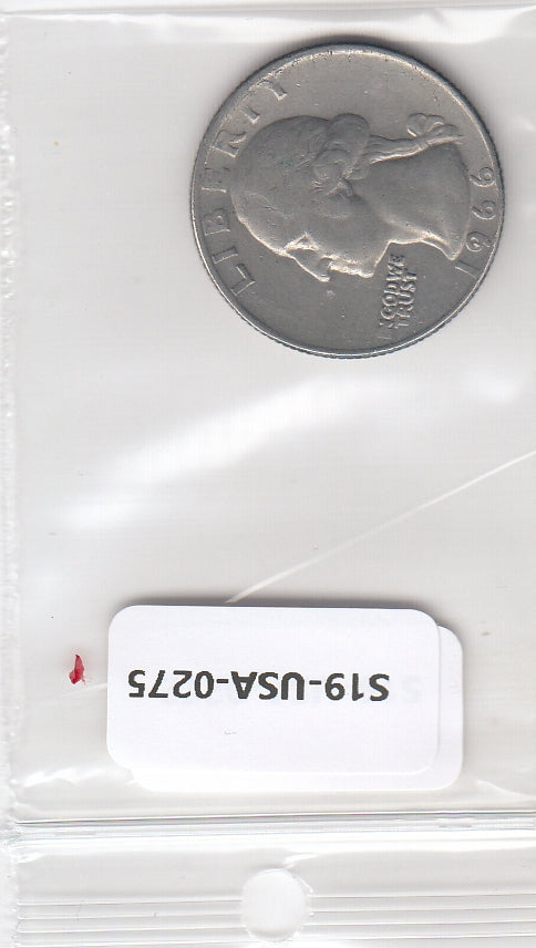 S19-USA-0275 Verenigde Staten ¼ dollar 1966  KM# 164a VF Washington Quarter