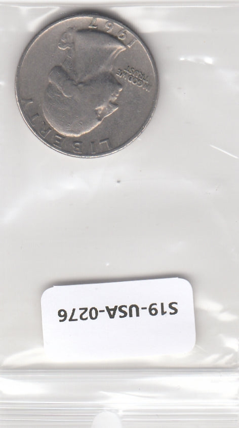 S19-USA-0276 Verenigde Staten ¼ dollar 1967  KM# 164a VF Washington Quarter