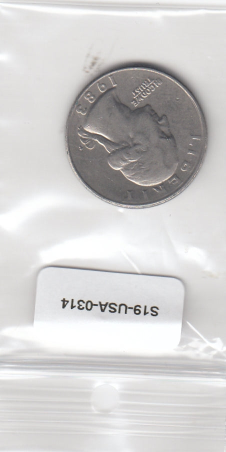 S19-USA-0314 Verenigde Staten 1/4 dollar 1983 P KM# 164a VF Washington Quarter