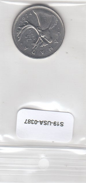 S19-USA-0387 Canada 25 Cents 1974   KM62b VF