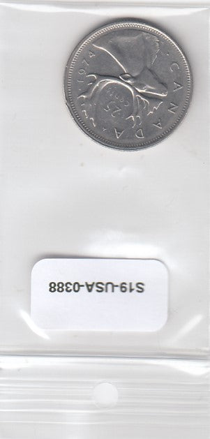S19-USA-0388 Canada 25 Cents 1974   KM62b VF
