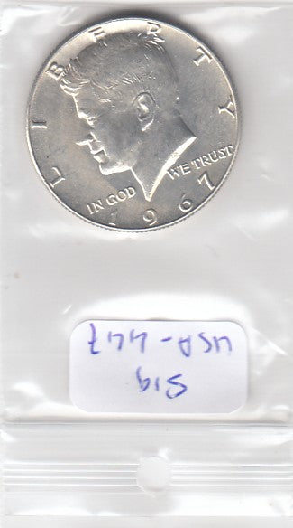 S19-USA-0447 United States Half Dollar 1967   KM202a UNC ZILVER