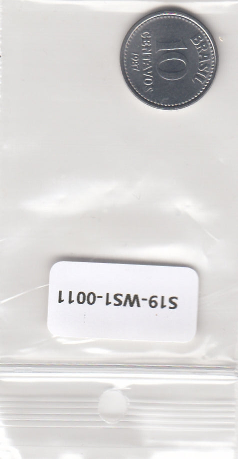 S19-WS1-0011-M14 Brazil 10 centavos UNC 1987 KM602