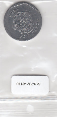 S19-ZA1-0176 Costa Rica 5 Colones 1983  KM214 VF