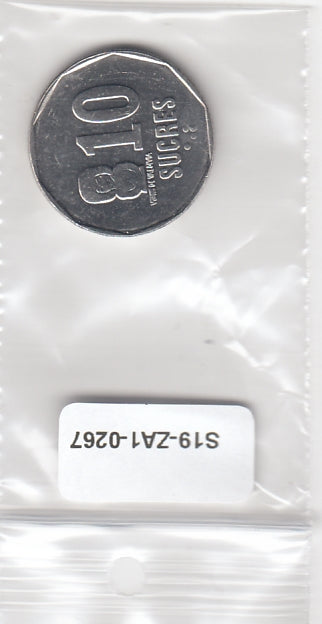 S19-ZA1-0267 Ecuador 10 Sucres 1991  KM92.2 XF