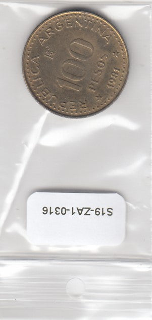 S19-ZA1-0316 Argentina 100 pesos 1981  KM85a VF+