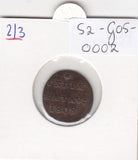 S2-G05-0002 Netherlands Holland 1/2 Duit VF+ 1808 KM75