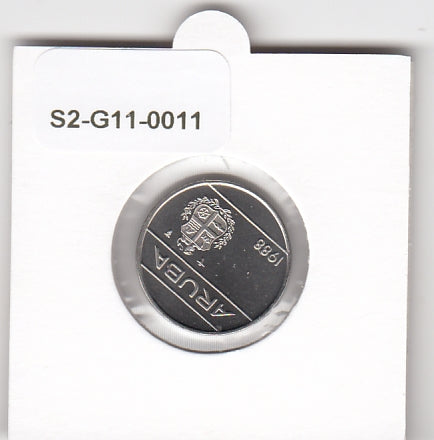 S2-G11-0011 Aruba 25 Cents MS63 1988 KM3
