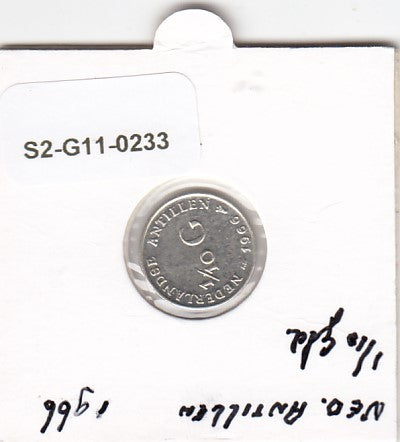 S2-G11-0233 Antilles 1/10 Gulden VF- 1966 KM3  Zilver