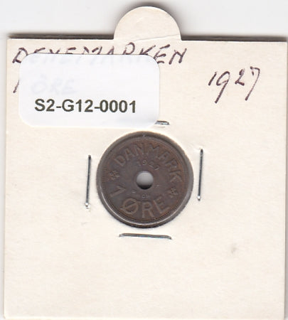 S2-G12-0001 Denmark 1 Ore  VF/XF 1927 KM826