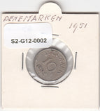 S2-G12-0002 Denemarken 10 Øre ZW 1951 KM841