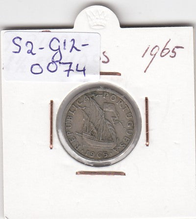 S2-G12-0074 Portugal 2 1/2 Escudos VF 1965 KM590