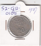 S2-G12-0105 Portugal 20 Escudos VF 1987 KM634