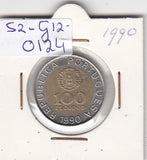 S2-G12-0124 Portugal 100 Escudos XF 1990 KM645