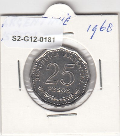 S2-G12-0181 Argentina 25 Pesos XF 1968 KM63