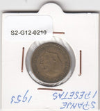 S2-G12-0210 Spain 1 Peseta VF 1953 KM775 (*62)