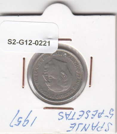 S2-G12-0221 Spanje 5 Peseta VF 1957 KM786 (*60)