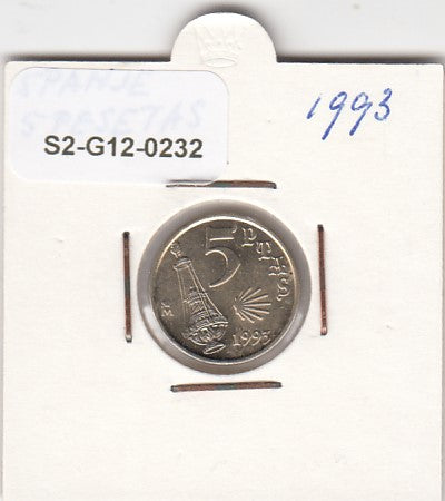 S2-G12-0232 Spanje 5 Peseta XF 1993 KM919 Jacobeo