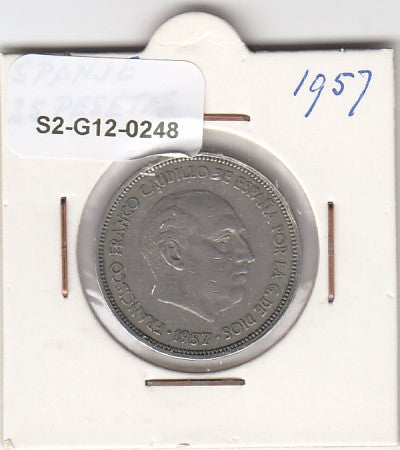 S2-G12-0248 Spain 25 Pesetas VF 1957 KM787 (*58)