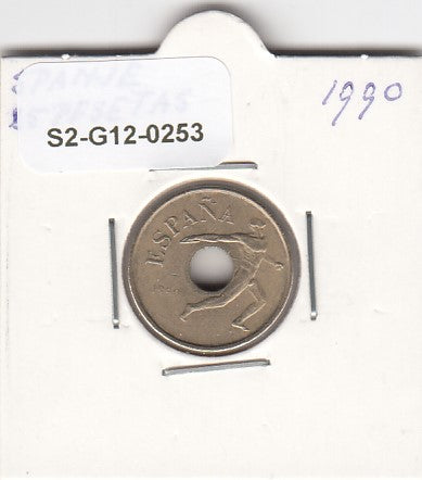 S2-G12-0253 Spain 25 Pesetas VF 1990 KM850   Discus