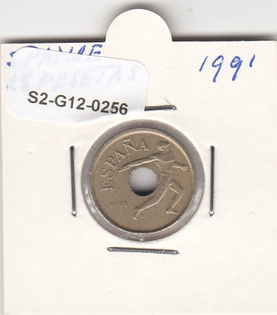 S2-G12-0256 Spain 25 Pesetas VF 1991 KM850   Discus