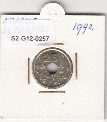 S2-G12-0257 Spain 25 Pesetas VF 1992 KM904   Giralda