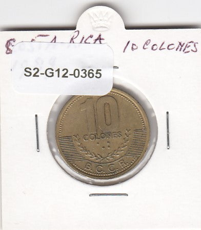 S2-G12-0365 Costa Rica 10 Colones VF 1997 KM228a