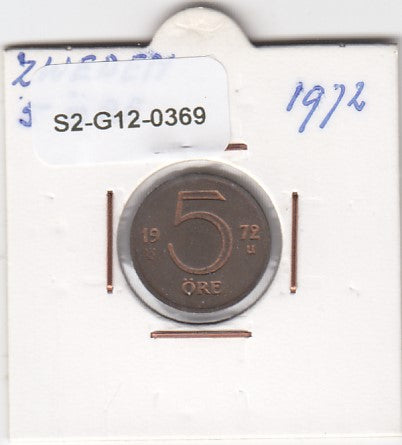 S2-G12-0369 Sweden 5 Ore VF 1972 KM845
